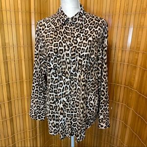Animal Print Button Up Blouse Chicos Size 2
